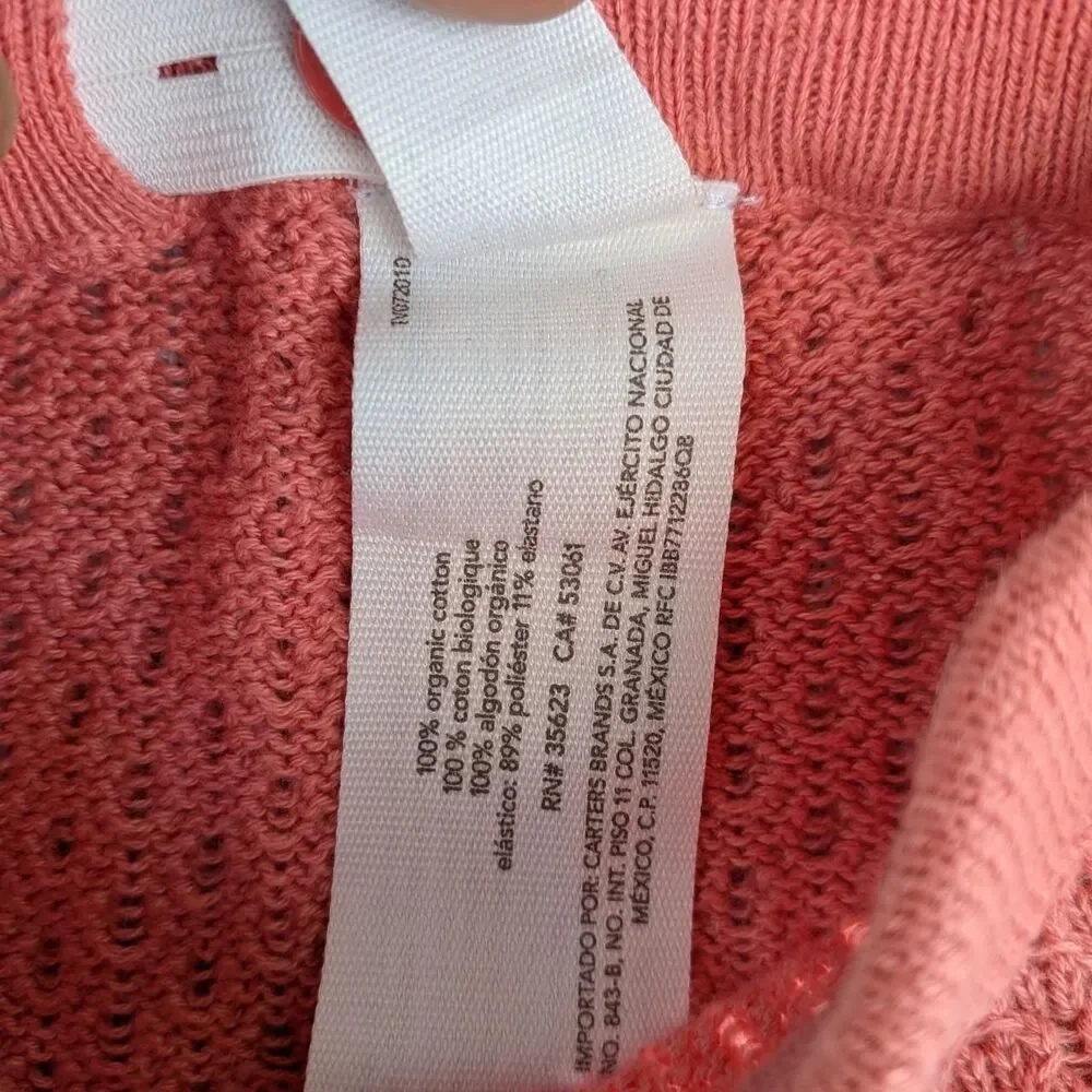Little Planet Organic Cotton Pointelle Sweater Knit Bloomer Set Rust Coral 0-3m